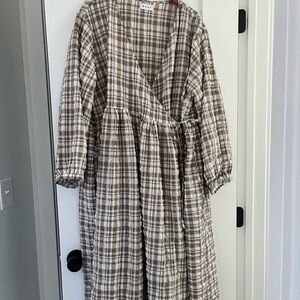 Wray NYC - Lightweight Plaid Long Sleeve Wrap Dress